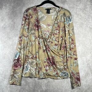 The Limited Floral Print Top Womens Size XL Long Sleeve Faux Wrap Boho‎ Festival
